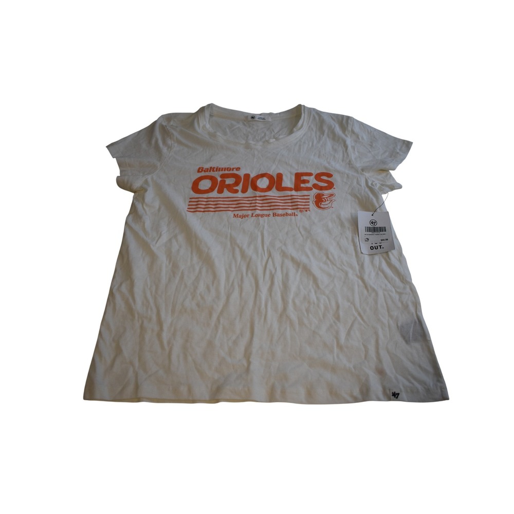 47 Brand Baltimore Orioles Kids Large Cream Frankie Graphic Tee MLB Shirt NEW